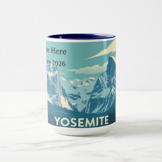 Yosemite Winter Retro: Half Dome & Snow Peaks マグカップ (中央)