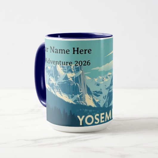 Yosemite Winter Retro: Half Dome & Snow Peaks マグカップ (正面左)