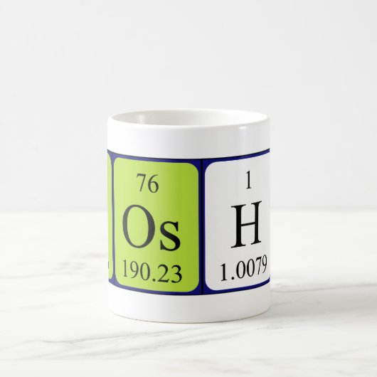 Yoshiの周期表の名前のマグ コーヒーマグカップ (中央)