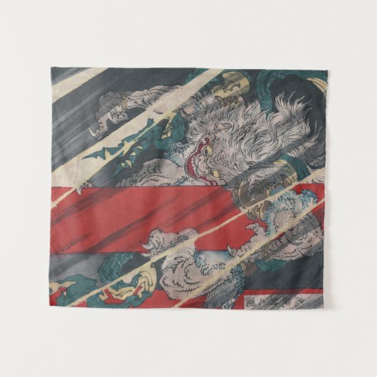 Yoshitoshi著日本人のUkiyo-e Yokai茨城の鬼 タペストリー (正面(横))