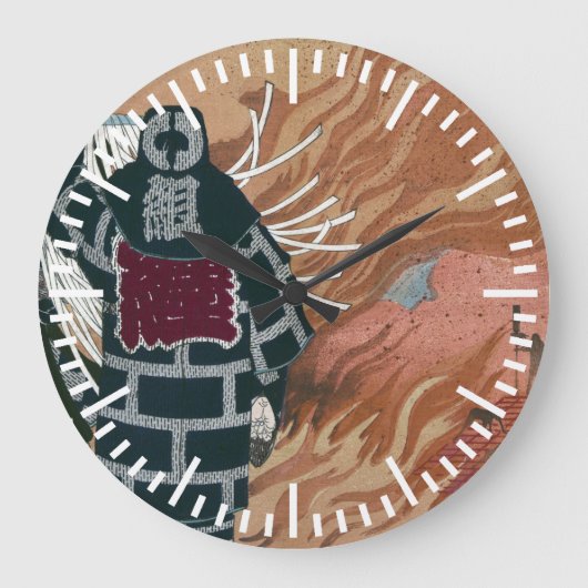 Yoshitoshi著炎の海の日本のな消防士 ラージ壁時計 (正面)