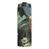 Yoshitsune対Tairaの幽霊: ヴィンテージWoodblock タンブラー (正面)