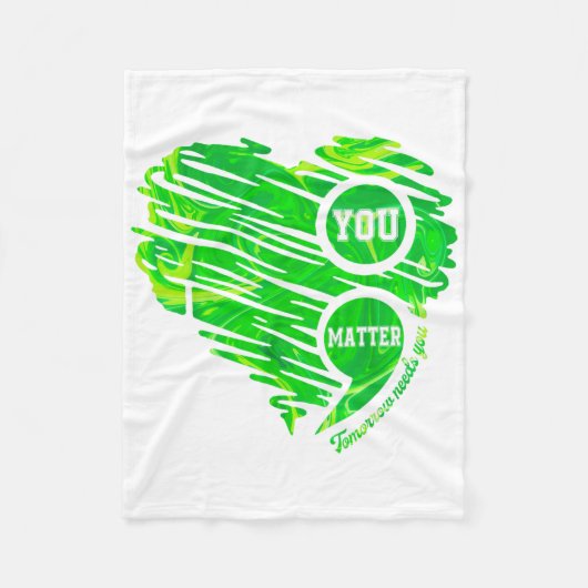 Youセミコロンハートメンタルヘルス認識度 フリースブランケット (正面)