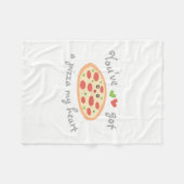 You'得's Pizza私のハート可愛い愛おもしろいパン フリースブランケット (正面(横))