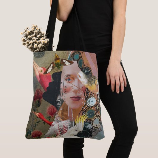 You もし Can読 – バードアート、ヴィンテージアート、おもしろい文字 トートバッグ (クローズアップ)