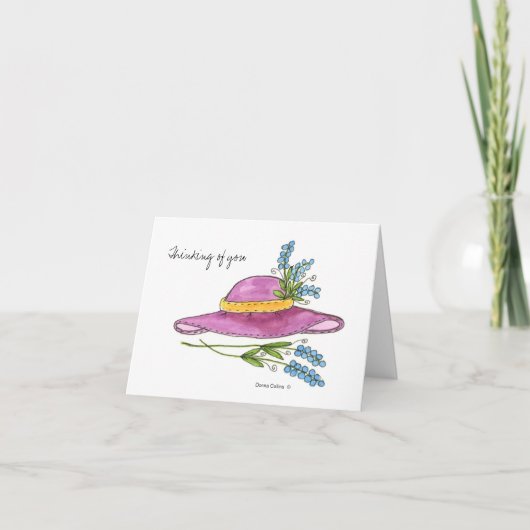 You*考えるPink Hatノートカ空白のード カード (正面)