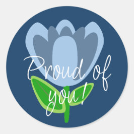You 誇りを持った Blue Flower Stickers ラウンドシール