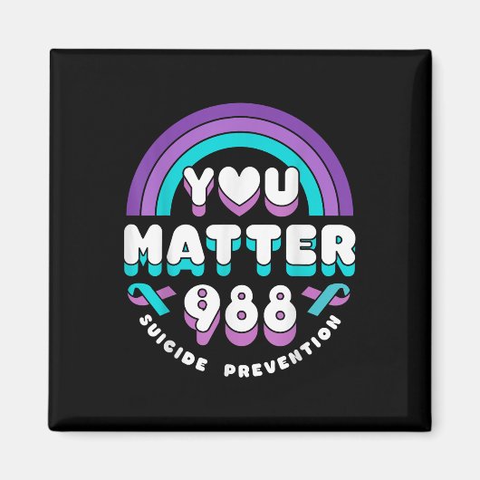 You 988自殺防止認識度レインボーリブ マグネット (正面)