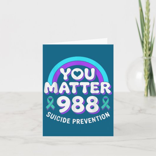 You 988 Suicide Prevention Awareness Rainbow Ribbo カード (正面)