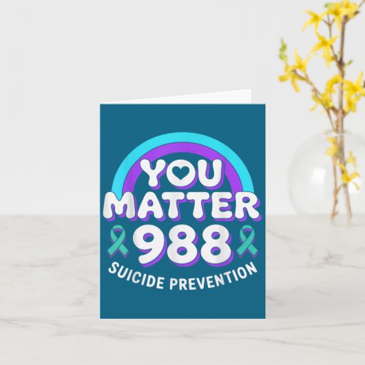 You 988 Suicide Prevention Awareness Rainbow Ribbo カード (黄色い花)