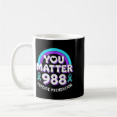 You 988 Suicide Prevention Awareness Rainbow Ribbo コーヒーマグカップ (左)