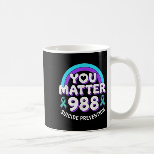 You 988 Suicide Prevention Awareness Rainbow Ribbo コーヒーマグカップ (右)