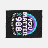 You 988 Suicide Prevention Awareness Rainbow Ribbo フリースブランケット (正面(横))