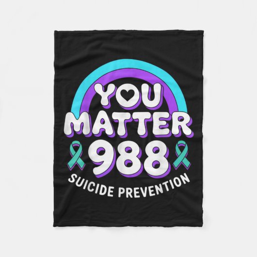You 988 Suicide Prevention Awareness Rainbow Ribbo フリースブランケット (正面)