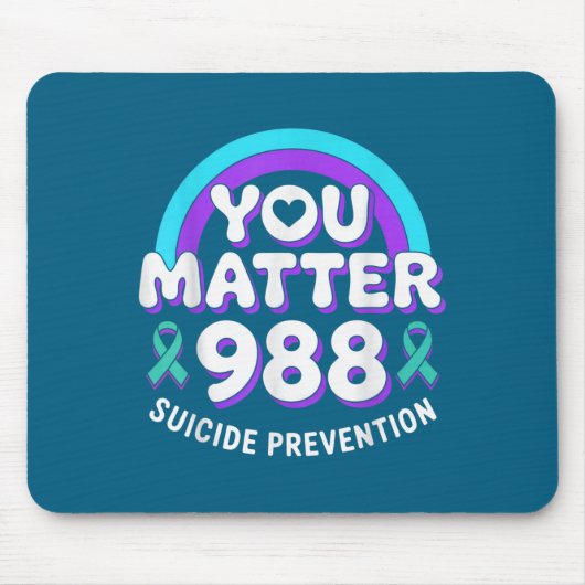 You 988 Suicide Prevention Awareness Rainbow Ribbo マウスパッド (正面)