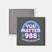 You 988 Suicide Prevention Awareness Rainbow Ribbo マグネット (正面/裏面)