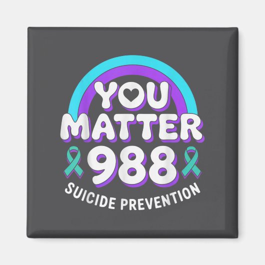 You 988 Suicide Prevention Awareness Rainbow Ribbo マグネット (正面)