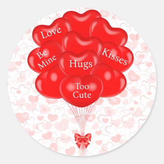 You Add Words Valentine's Day Cut赤いハート ラウンドシール (正面)