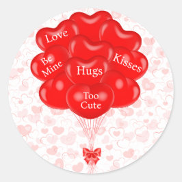 You Add Words Valentine's Day Cut赤いハート ラウンドシール