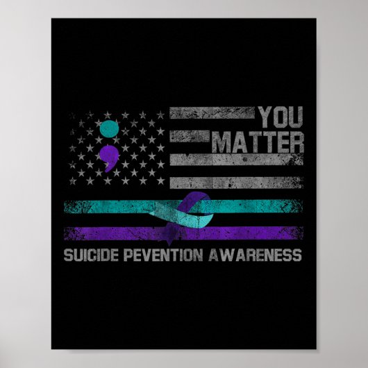 You American Flag Suicide Prevention Awareness ポスター (正面)