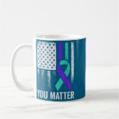 You American Flag Teal Purple Men Mental Health  コーヒーマグカップ (左)
