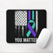 You American Flag Teal Purple Men Mental Health  マウスパッド (マウス)