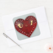 You and I -赤いハート上のアルファベットゲーム スクエアシール (封筒)