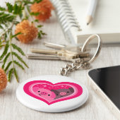 You And Me （かわいい漫画の豚） キーホルダー (側面)