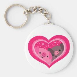 You And Me (かわいい漫画の豚) キーホルダー