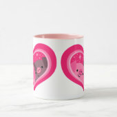 You And Me (かわいい漫画の豚) マグカップ (中央)