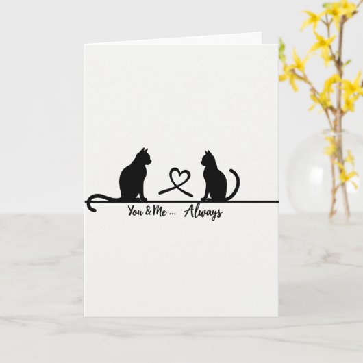 You And Me Always Cat Love Card カード (黄色い花)