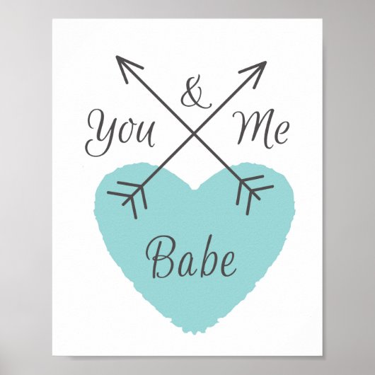 You and Me Babe - 青いハート ポスター (正面)