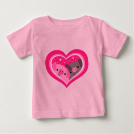 You And Me (Cute Cartoon Pigs)ベビーTシャツ ベビーTシャツ