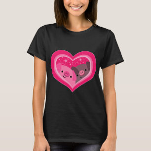 You And Me (Cute Cartoon Pigs)女性Tシャツ Tシャツ