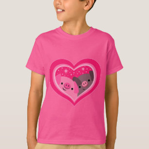 You And Me (Cute Cartoon Pigs)子供用Tシャツ Tシャツ