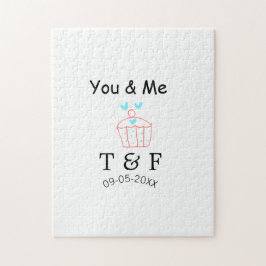 You and me love cup cake red valentine's day name  ジグソーパズル