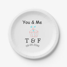 You and me love cup cake red valentine's day name  ペーパープレート