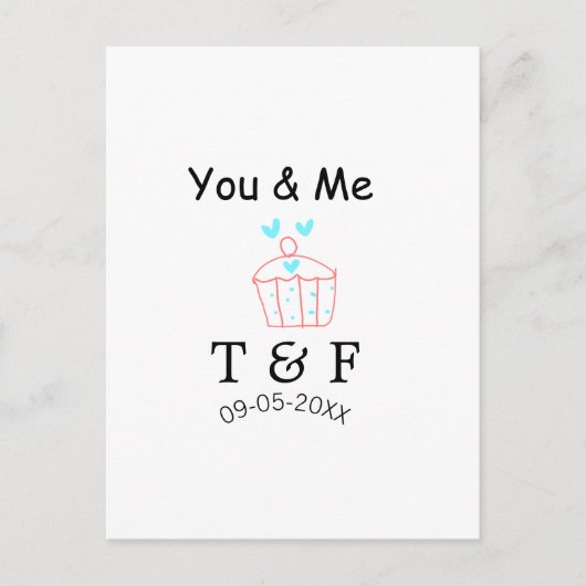 You and me love cup cake red valentine's day name  ポストカード (正面)