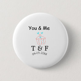 You and me love cup cake red valentine's day name  缶バッジ