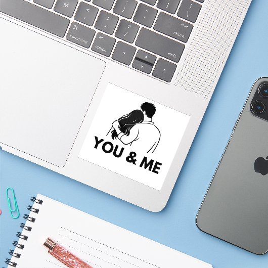 You And Me Minimal Vinyl Sticker シール (ノートパソコンとiPhone)