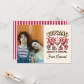 You and me perfect match valentines Photo カード (正面/裏面インサイチュ)