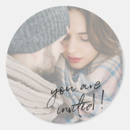 You are 招待され Holiday Photo Sticker ラウンドシール