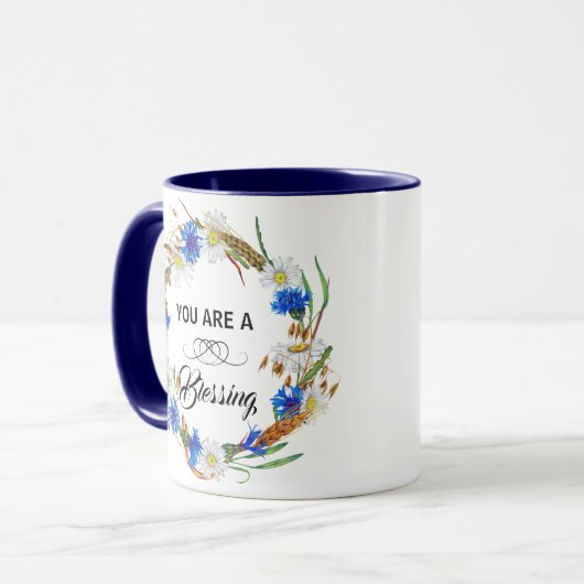 You Are A Blessing Mug - Navy Blue Ceramic マグカップ (正面左)