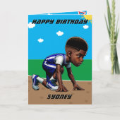You Are A-Maze-ing Black Boys Track Star誕生日 カード (正面)
