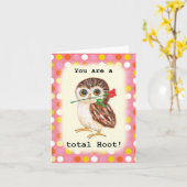 You are a total Hoot Cute Funny Owl Valentine カード (黄色い花)