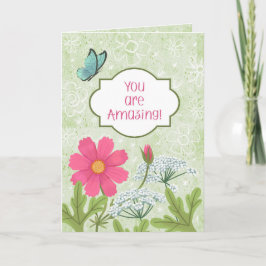 You Are Amazing! Green Floral Garden Encouragement カード