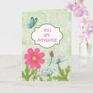 You Are Amazing! Green Floral Garden Encouragement カード