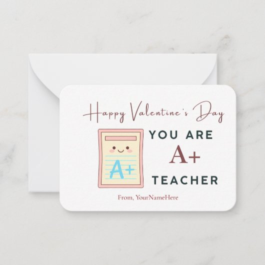 You Are an A+ Teacher Valentine Card ノートカード (正面)