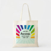 You Are Awesome Rainbow Motivational Tote Bag トートバッグ (正面)
