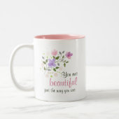 You Are Beautiful Watercolor Wildflowers ツートーンマグカップ (左)